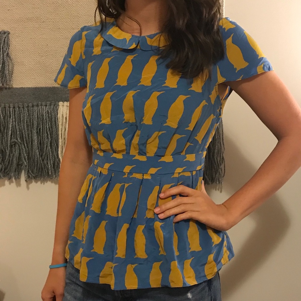 Anthropologie silk penguin top